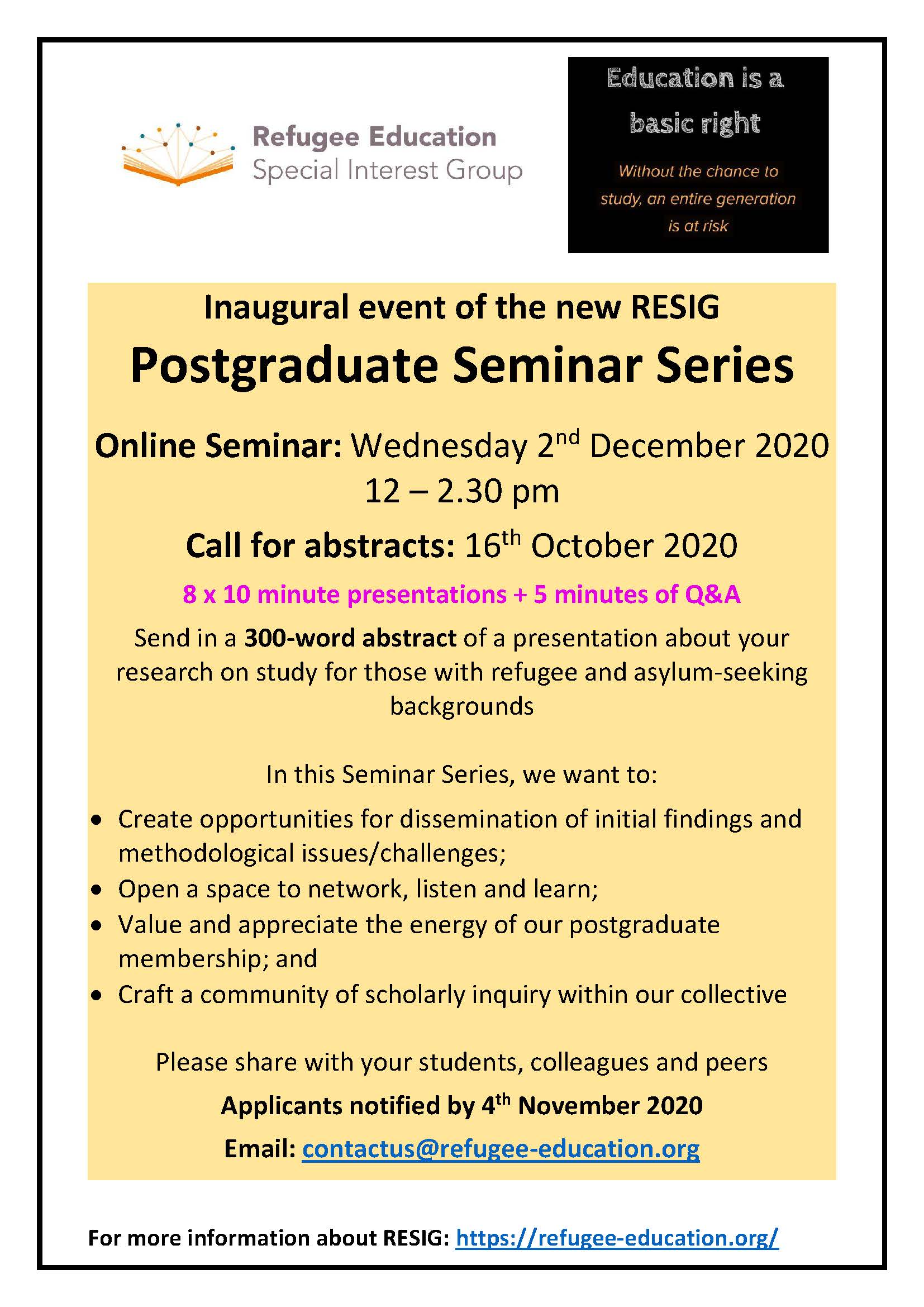 Postgraduate Seminar: Inaugural Event